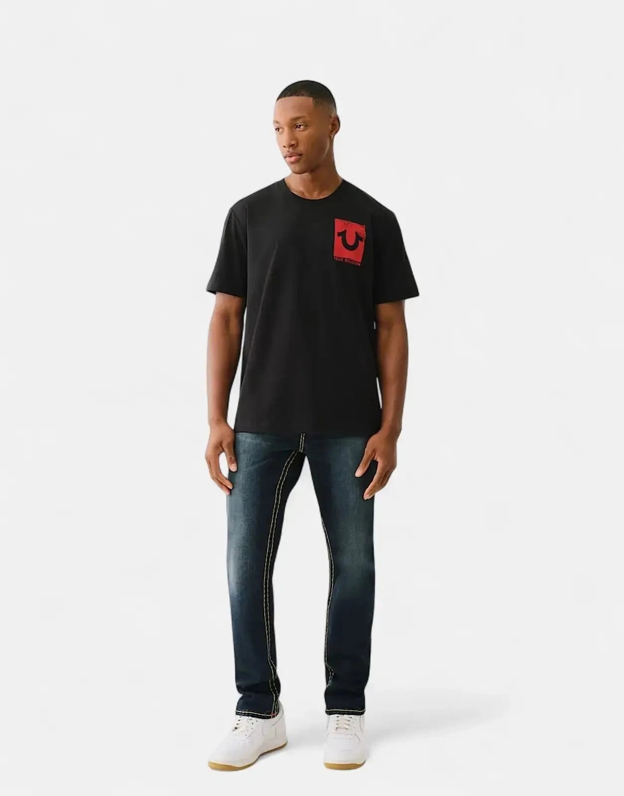 True Religion Ss Buddha Face Flock T-Shirt Black - Subwear