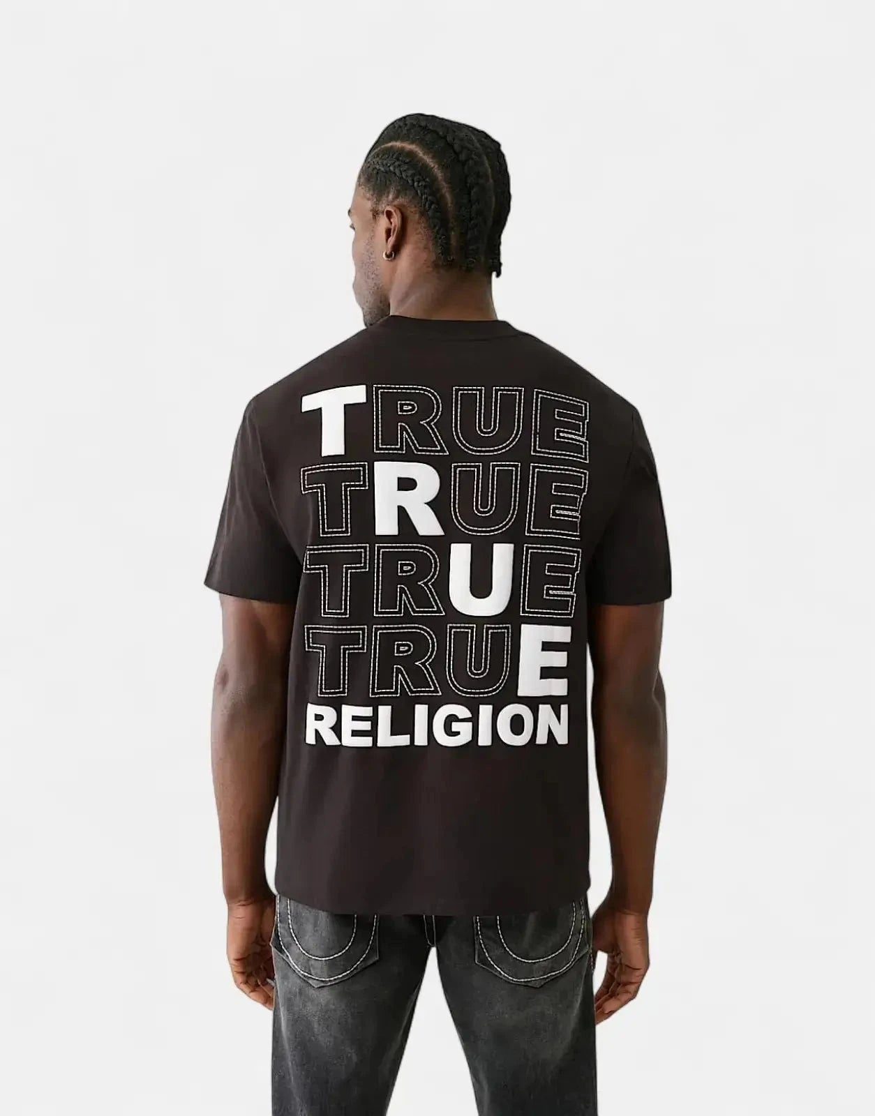 True Religion Ss Puff Stitch T-Shirt Black - Subwear