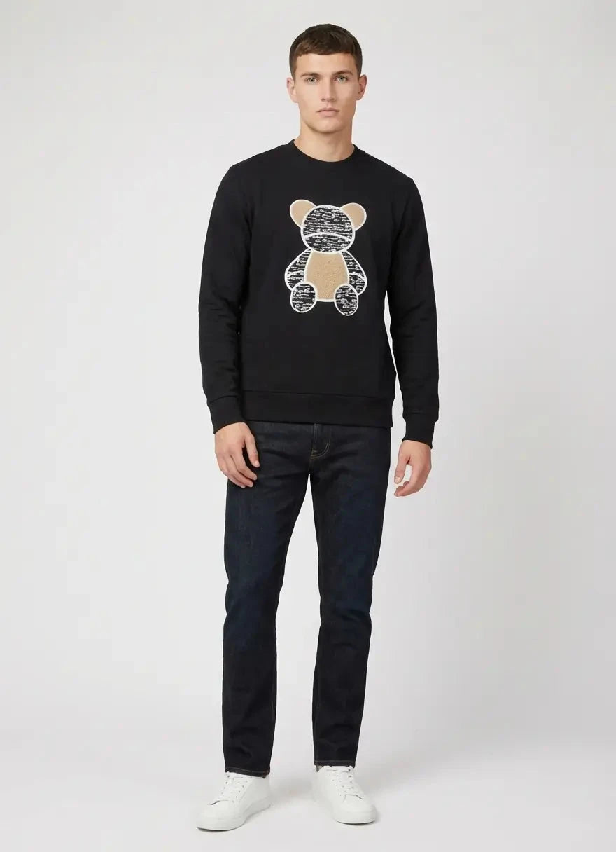 Ben Sherman BS Bear Fur Black Crew Sweatshirt - Subwear