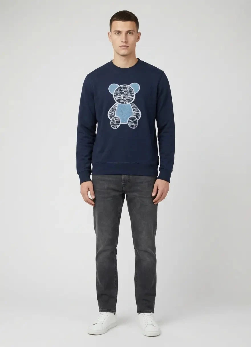 Ben Sherman BS Bear Fur Navy Crew Sweatshirt - Subwear