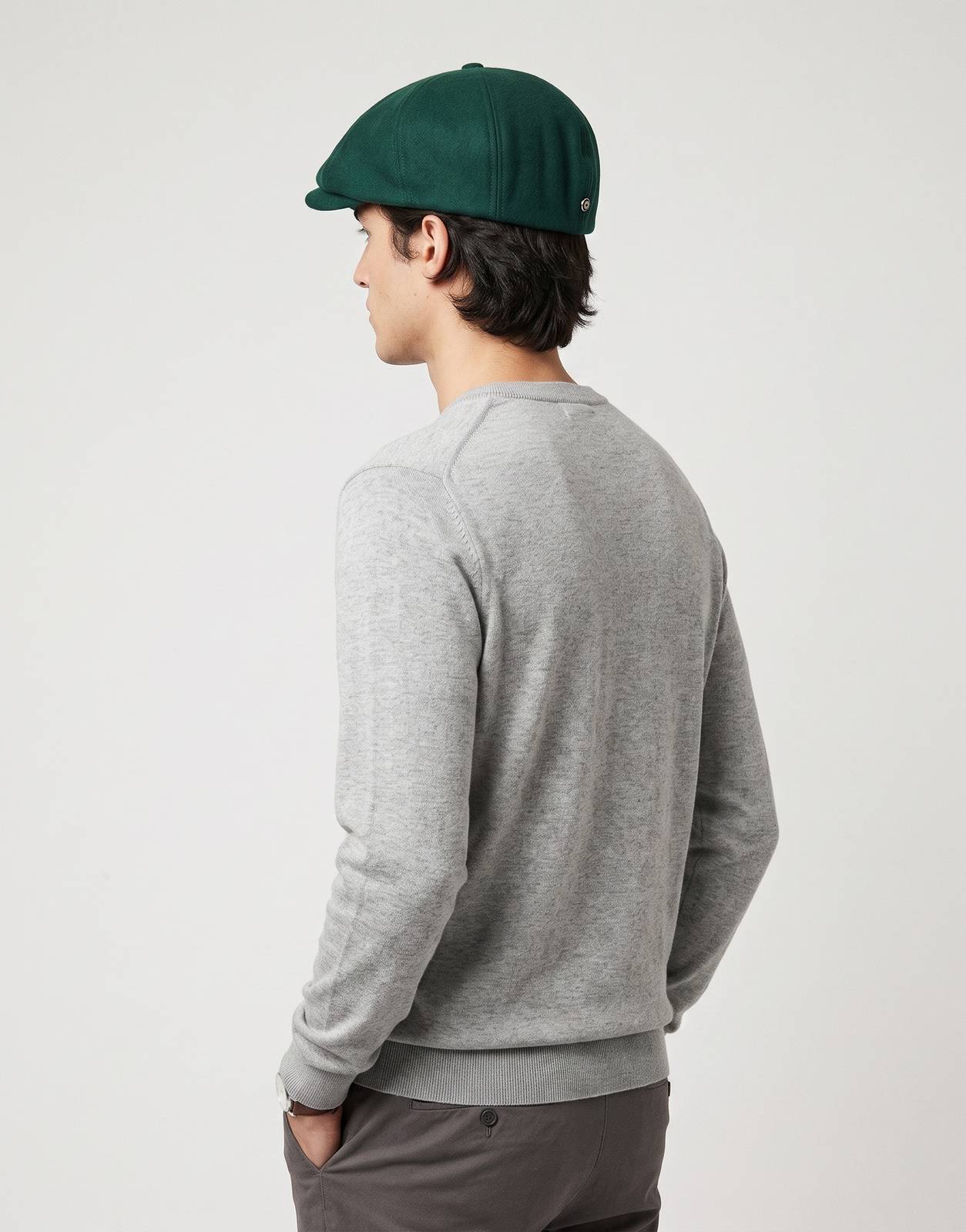 Ben Sherman Ivy Forest Green Hat made of felt, shown from the back, featuring a classic cap silhouette and a subtle side