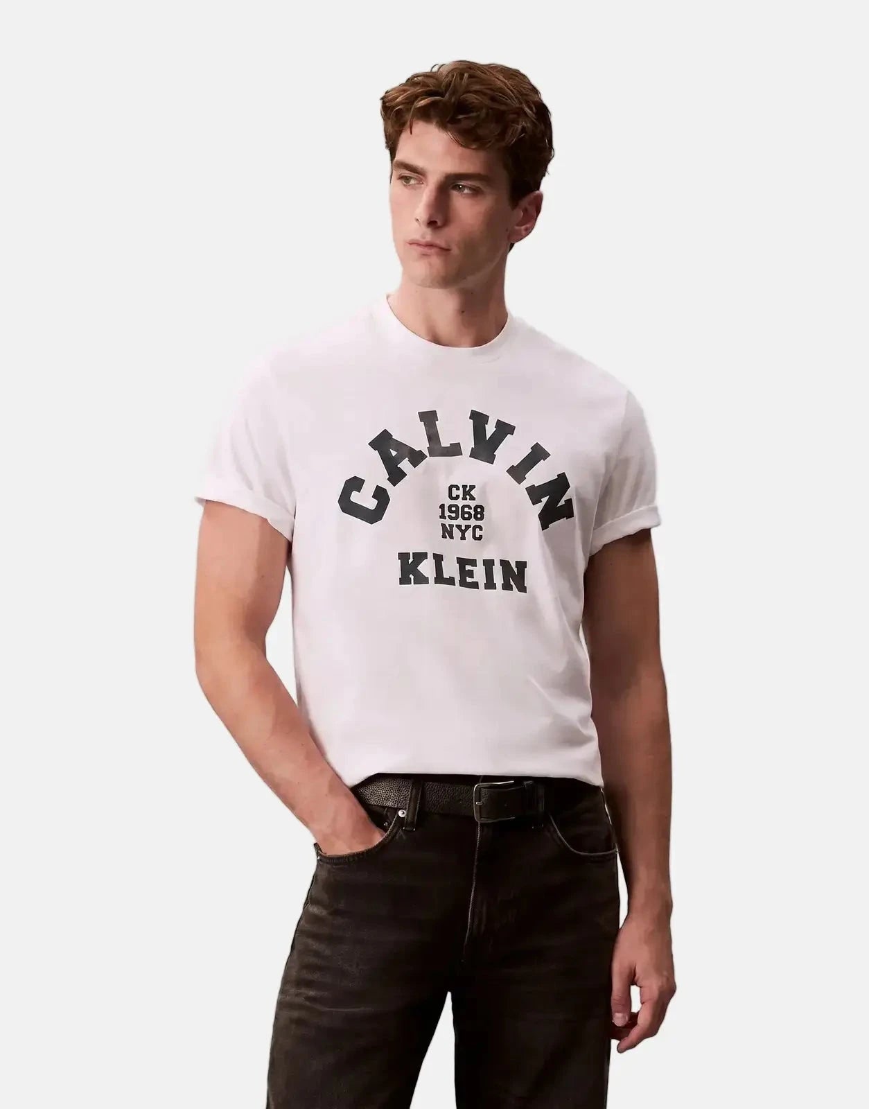 Calvin Klein 20s Calvin College Graphic White T-Shirt - Subwear