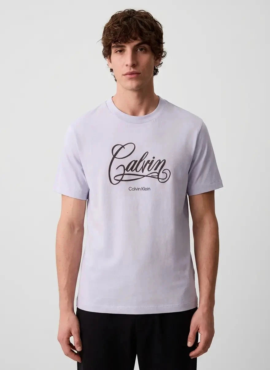 Calvin Klein 20s Calvin Script Graphic Light Blue T-Shirt - Subwear