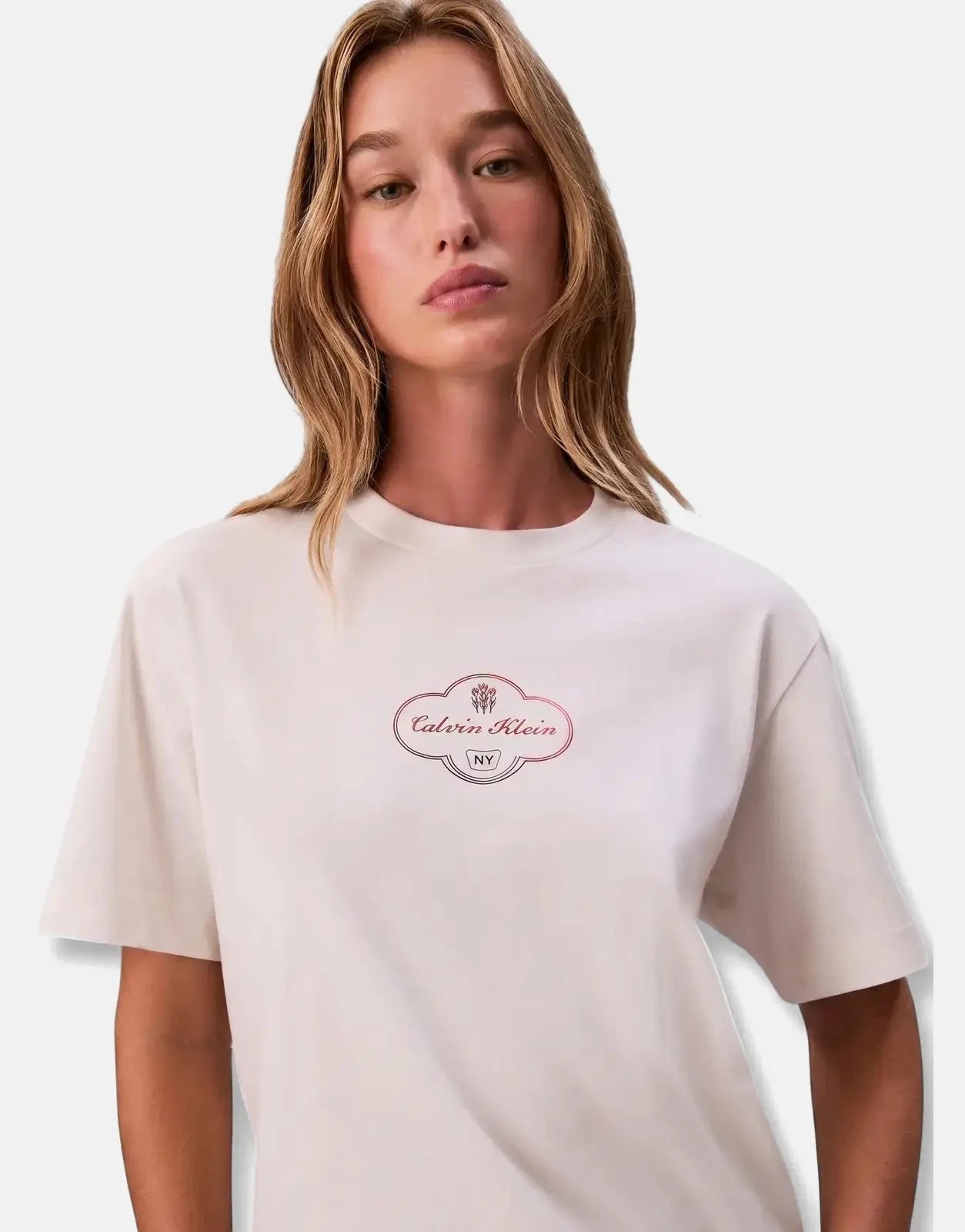 Calvin Klein Boxy Coctail Logo White T-Shirt - Subwear