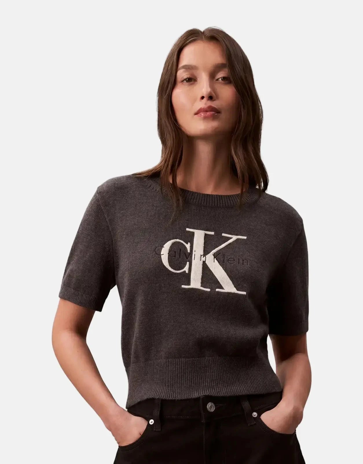 Calvin Klein Chunky Cotton Graphic Charcoal Vest - Subwear