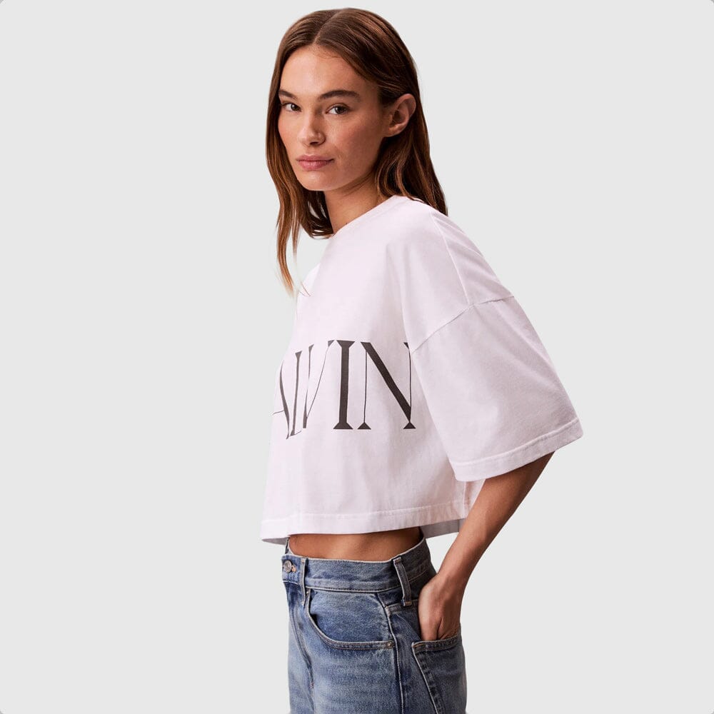 Calvin Klein Cropped Graphic T-Shirt Blush - Subwear