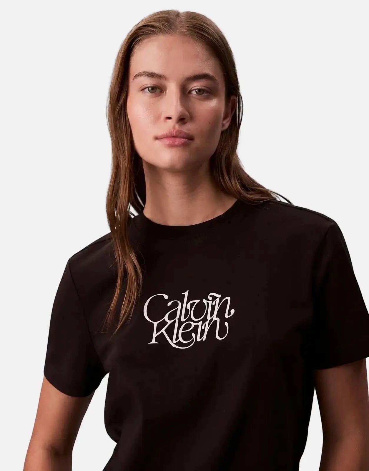 Calvin Klein Fitted Script T-Shirt Blk - Subwear