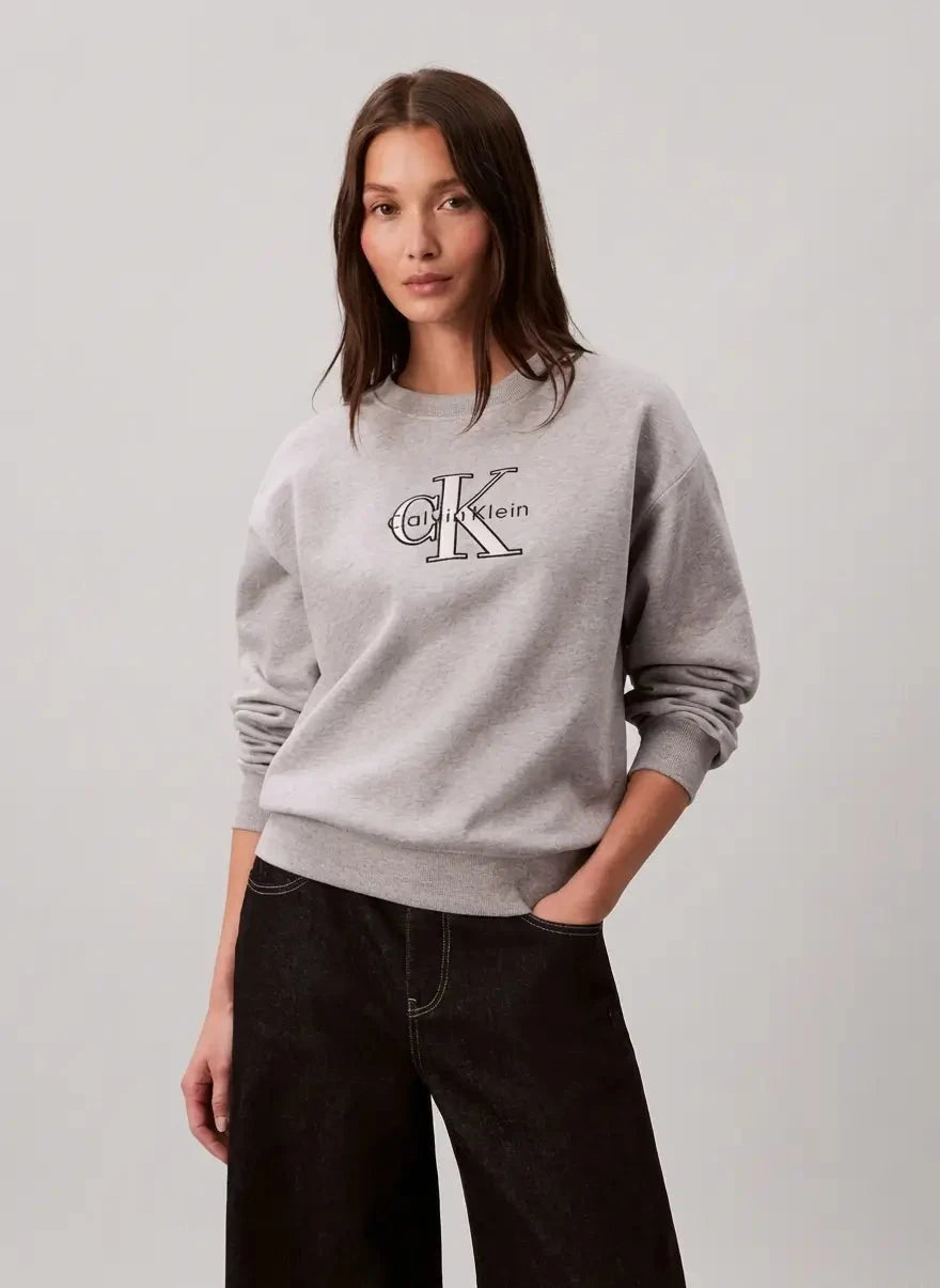 Calvin Klein Foil Monologo French Terry Relaxed Grey Sweatshirt - Subwear