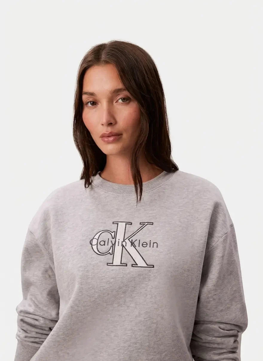 Calvin Klein Foil Monologo French Terry Relaxed Grey Sweatshirt - Subwear