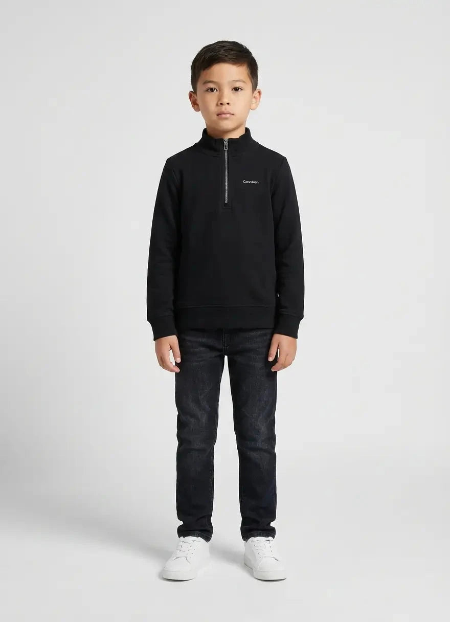 Calvin Klein Kids Chest Inst Logo Black Half Zip - Subwear