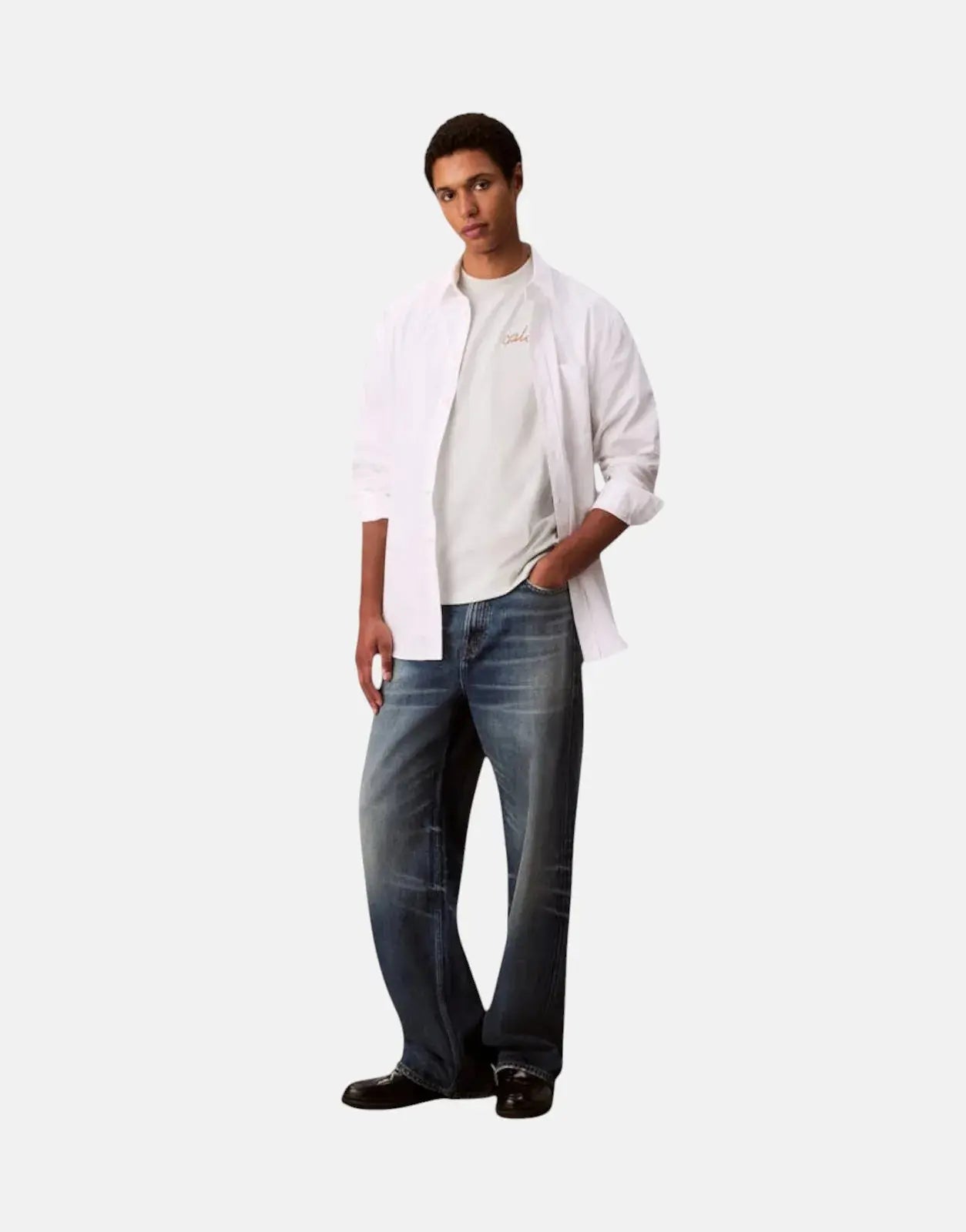 Calvin Klein Left Chain Stitch Light Grey T-Shirt - Subwear