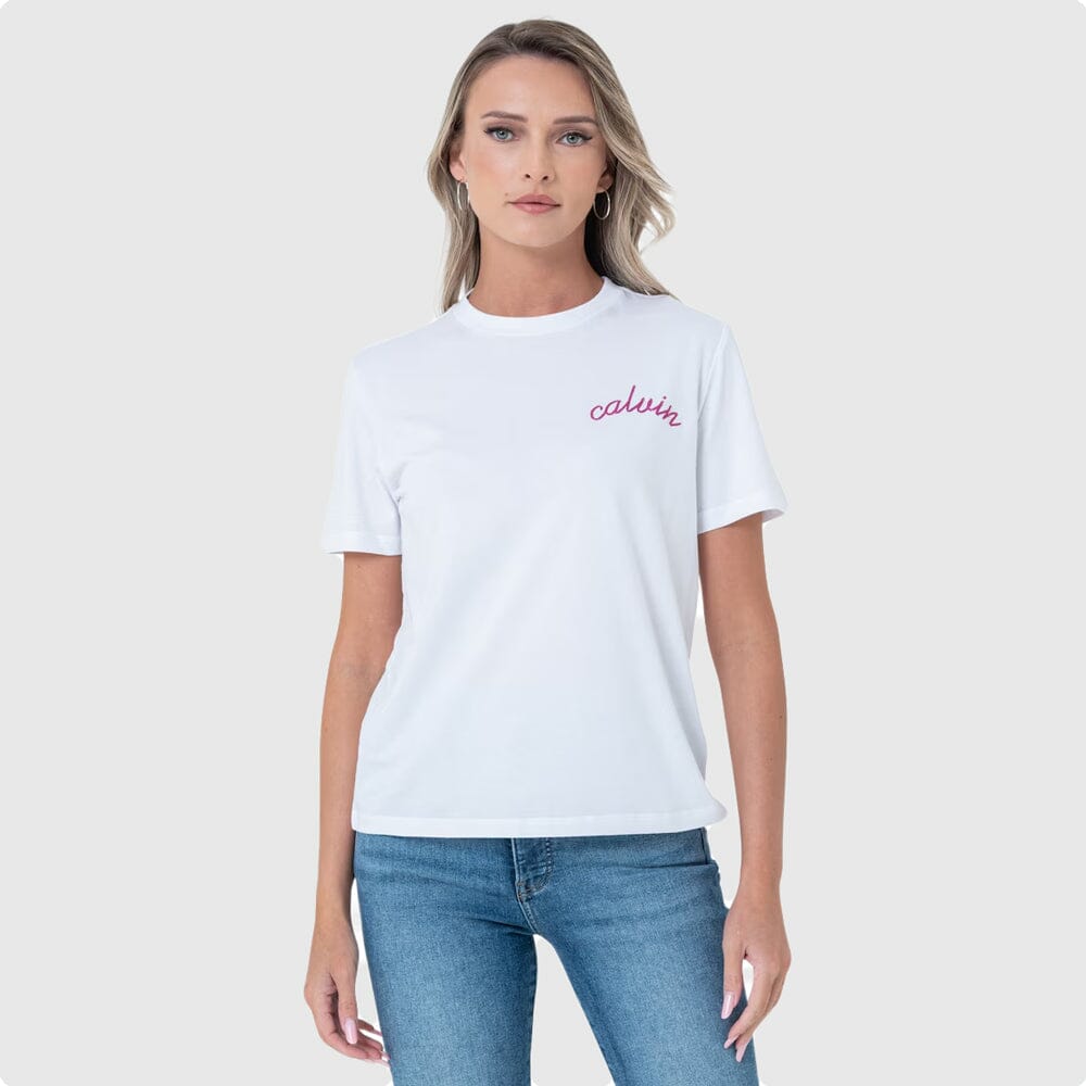 Calvin Klein Line Emb T-Shirt Wht - Subwear