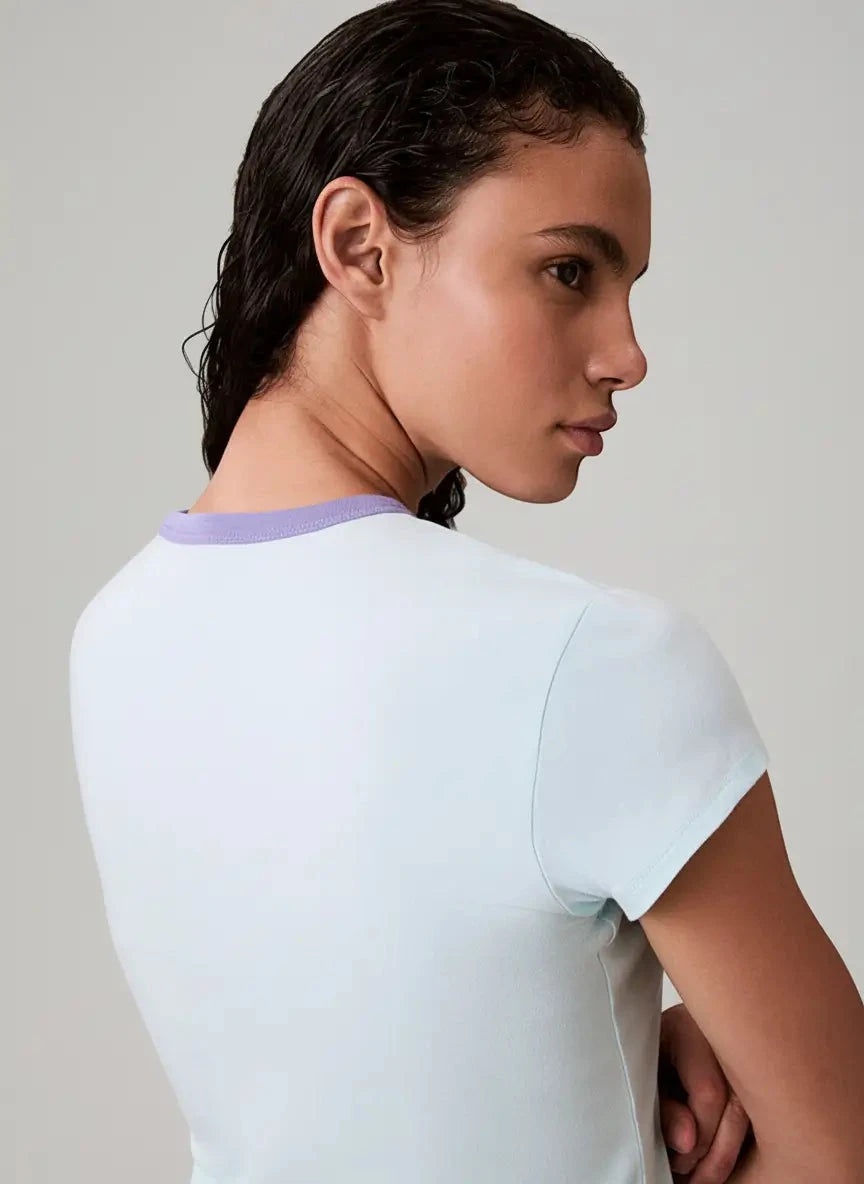 Calvin Klein Retro Light Blue Logo Graphic T-Shirt - Subwear