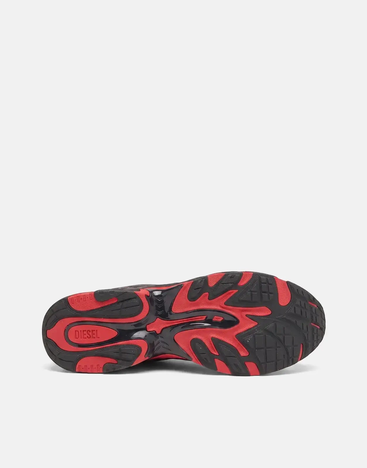 Diesel S-D-Vit's 500 Low Sneakers HB097, featuring a black and red patterned sole with the Diesel logo, viewed from