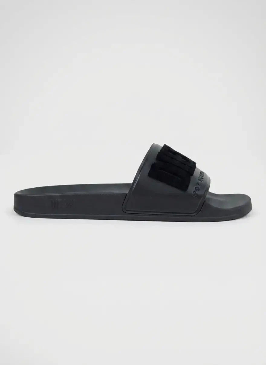 Diesel SA Mayemi Flock Slides Black - Subwear