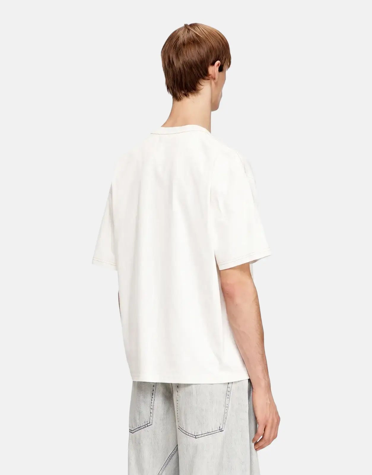 Men's white Diesel T-Boxt V3 Relaxed T-Shirt 141, shown from the back, featuring short sleeves and a comfortable, relaxed