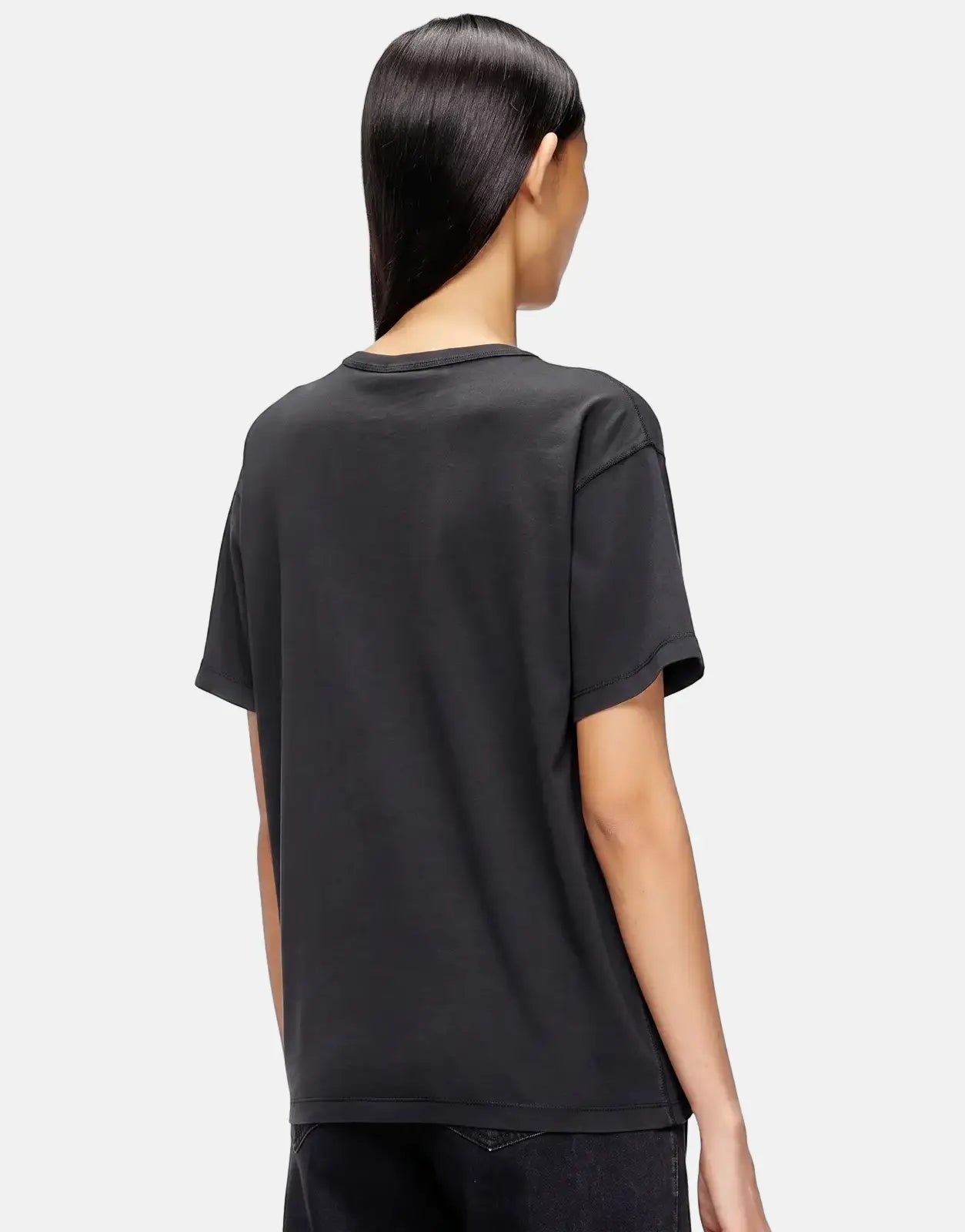 Diesel T-Normy OD S1 Regular T-Shirt in black, worn by a model from the back, showcasing the fit and fabric.