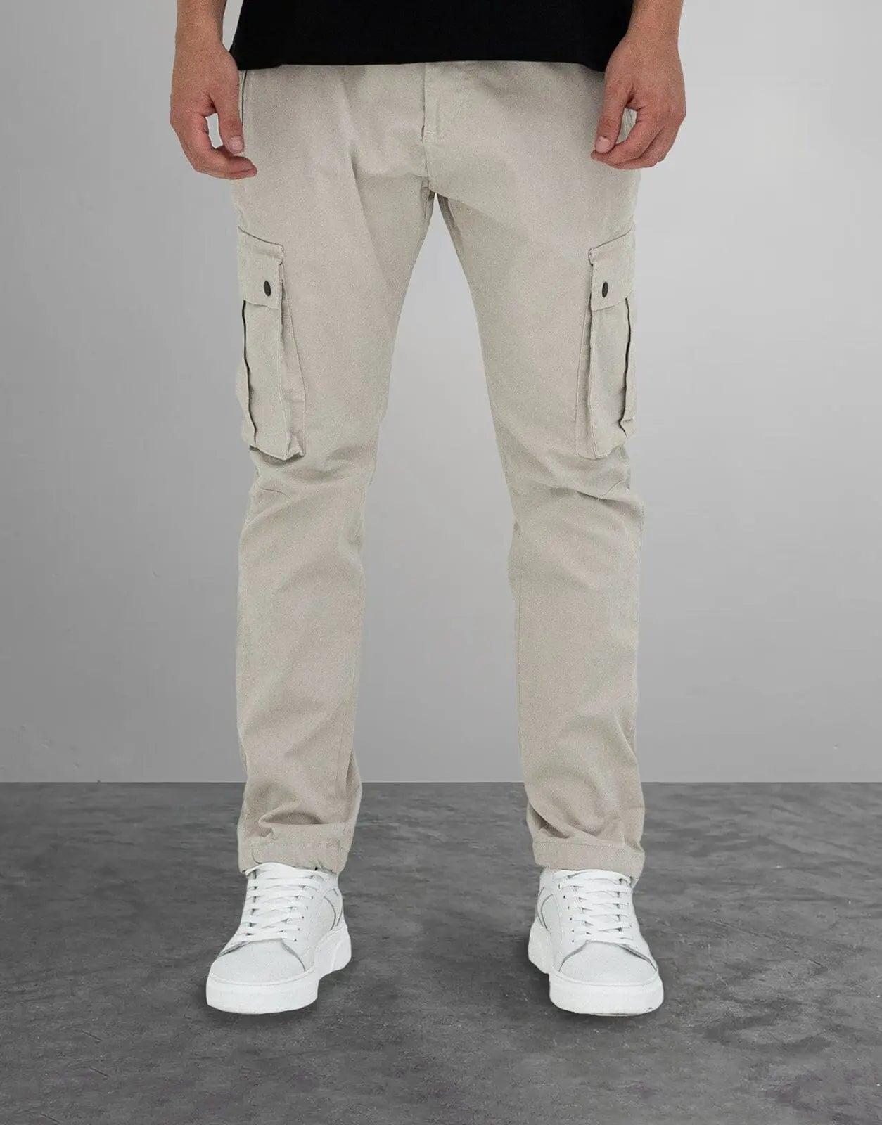 Men's Cargo Trousers - Fade Essential Stone in Brown