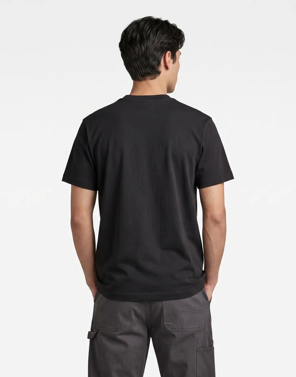 G-Star RAW 90s Logo Black T-Shirt, displayed from the back. A comfortable and versatile black crew neck tee with short