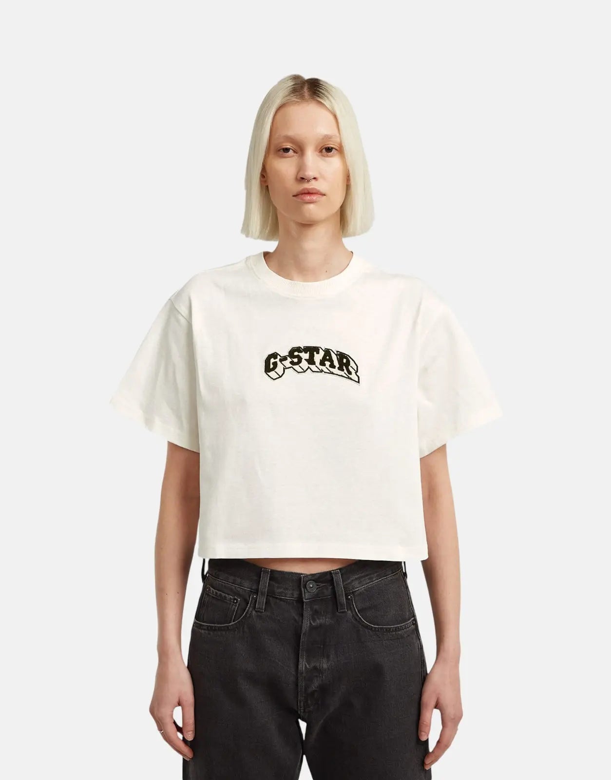 G-Star RAW Felt Logo Boxy Milk T-Shirt - Subwear