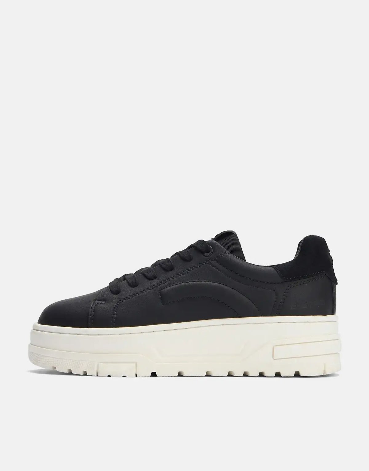 A black G-Star RAW Lhana VI BSC sneaker with a thick off-white platform sole, shown in a side profile view.