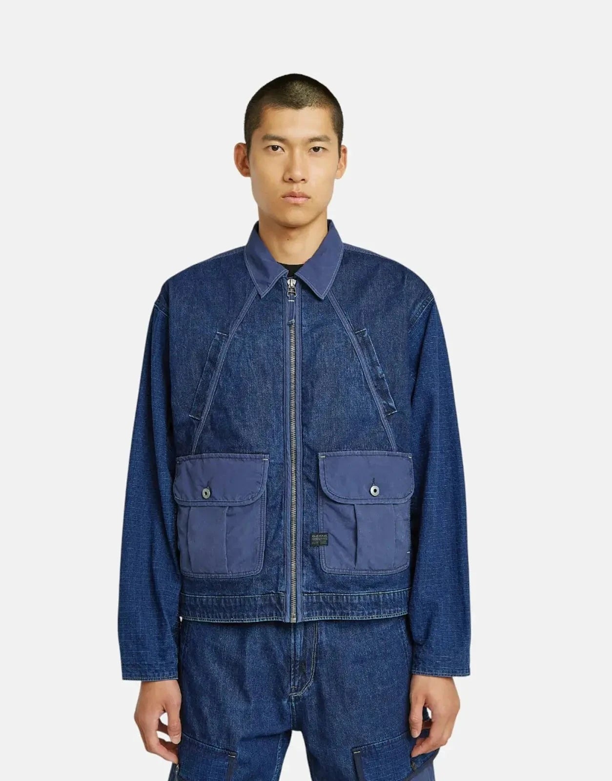 G-STAR コーティングジャケット Men's G-Star RAW Mixed Coach Zip Jacket, Faded Indigo
