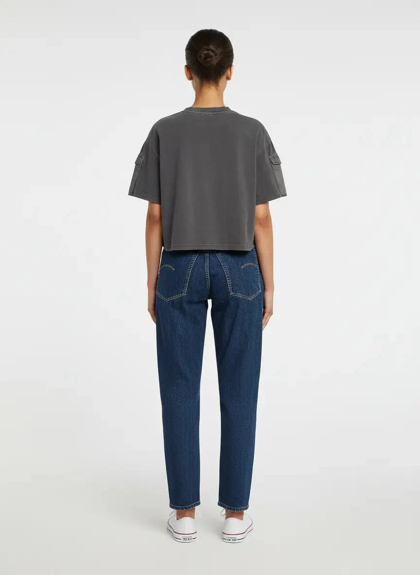 G-Star RAW Washed Mix Boxy Black Cropped T-Shirt - Subwear