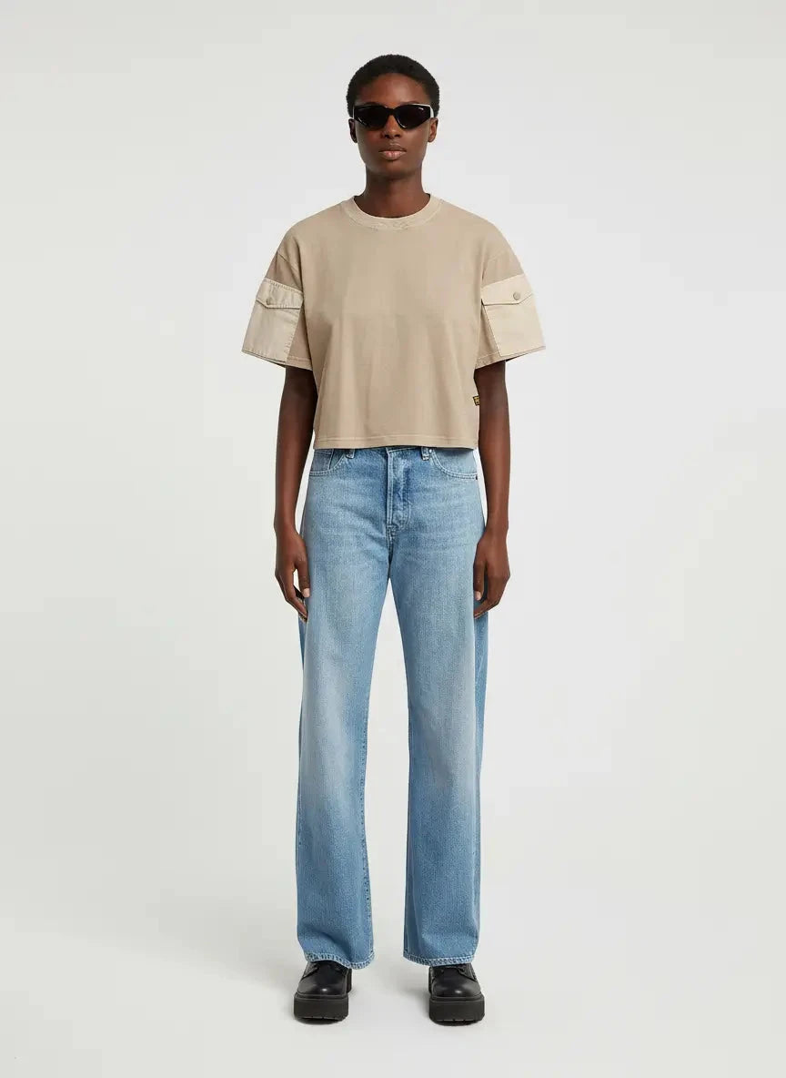 G-Star RAW Washed Mix Boxy Brick Cropped T-Shirt - Subwear