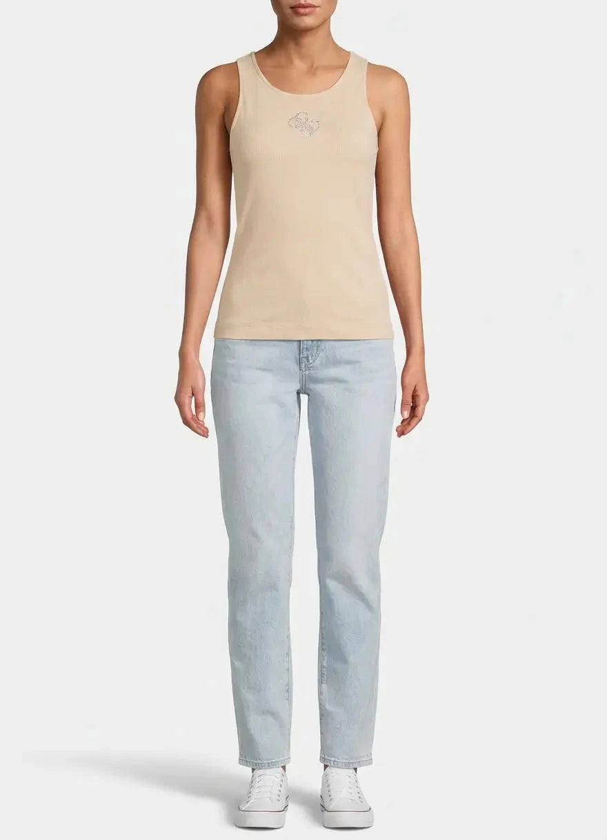 Guess Round Neck Guendalina Light Brown Top - Subwear