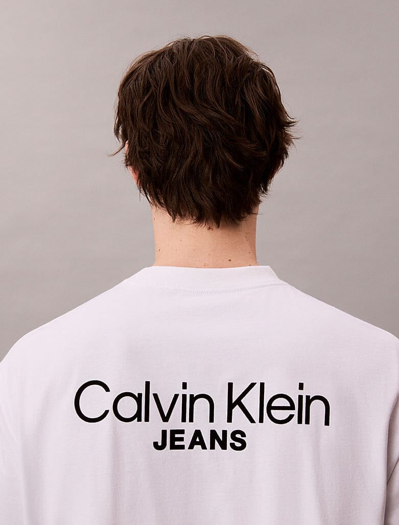 Calvin Klein Logo Back Print T-Shirt Wht - Subwear