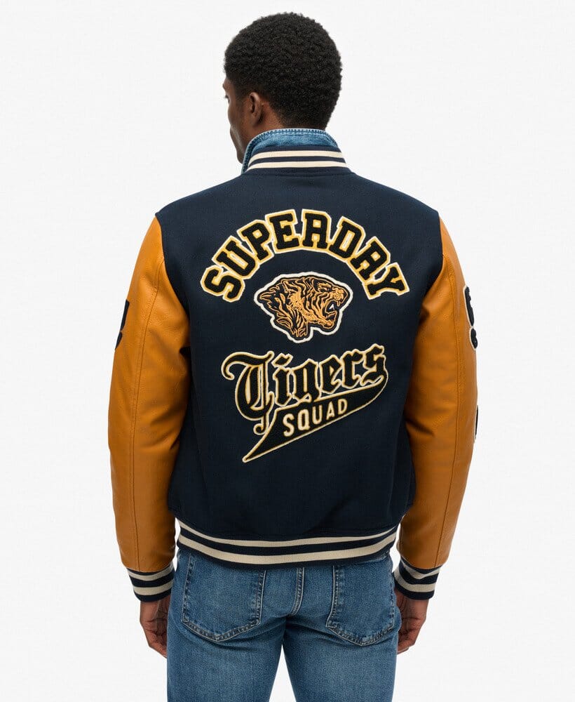 Superdry Vintage Patched Varsity Eclipse Navy/Mustard Bomber Jacket - Subwear