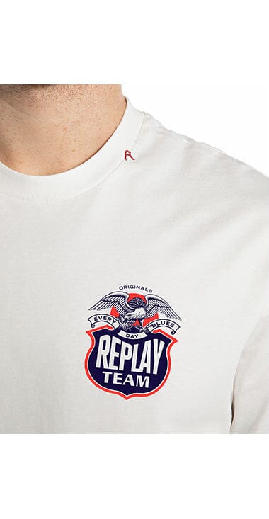 Replay Back Print Logo Natural White T-Shirt - Subwear
