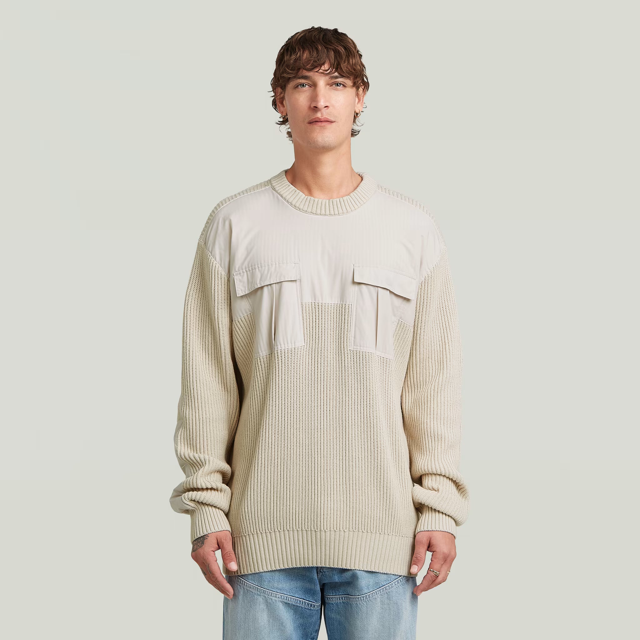 G-Star RAW Woven Mix Whitebalt Knit Pullover - Subwear