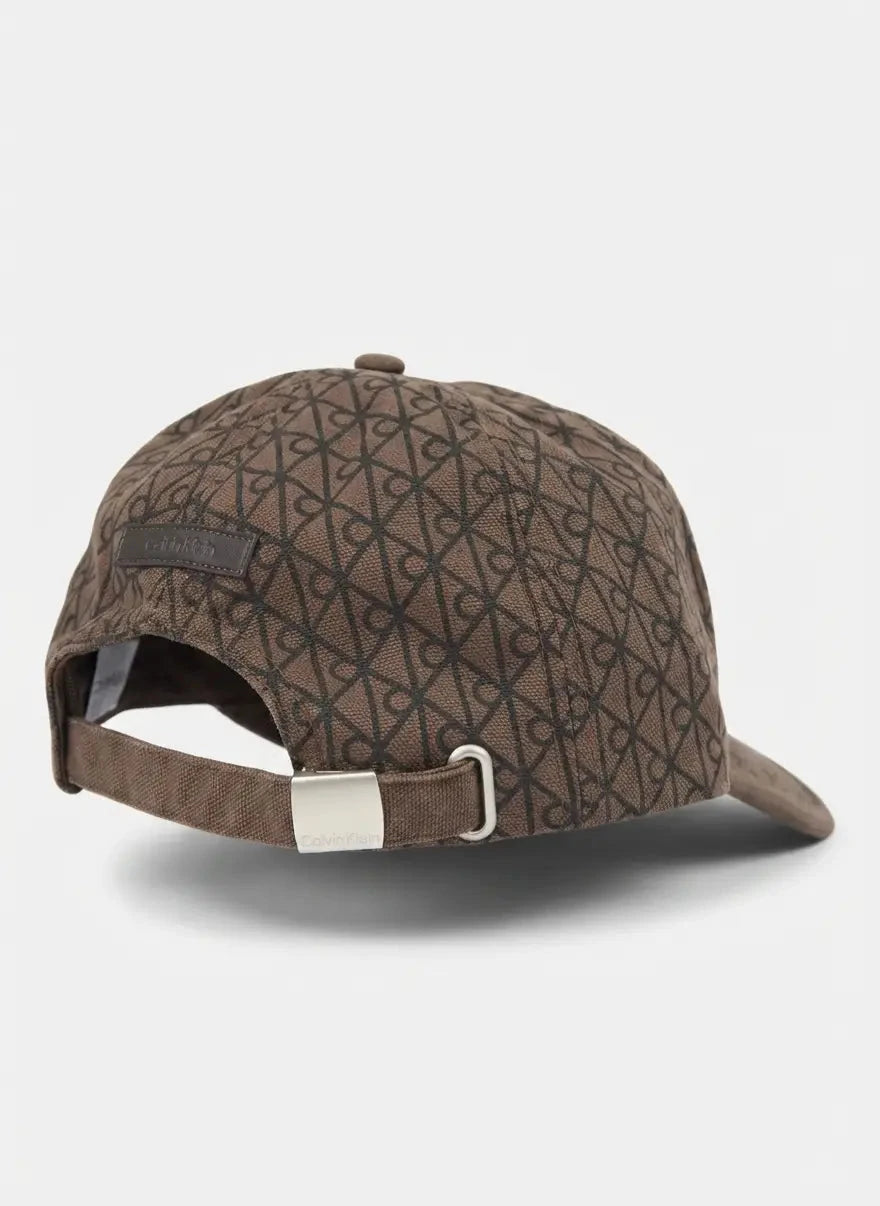 Calvin Klein Emblem Print Brown Leather Patch Cap - Subwear