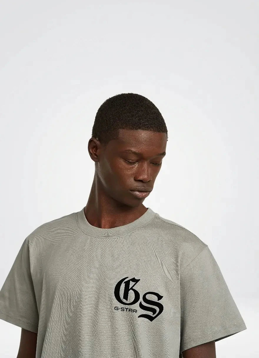 G-Star RAW Flock Back Graphic Wild Dove Loose T-Shirt - Subwear