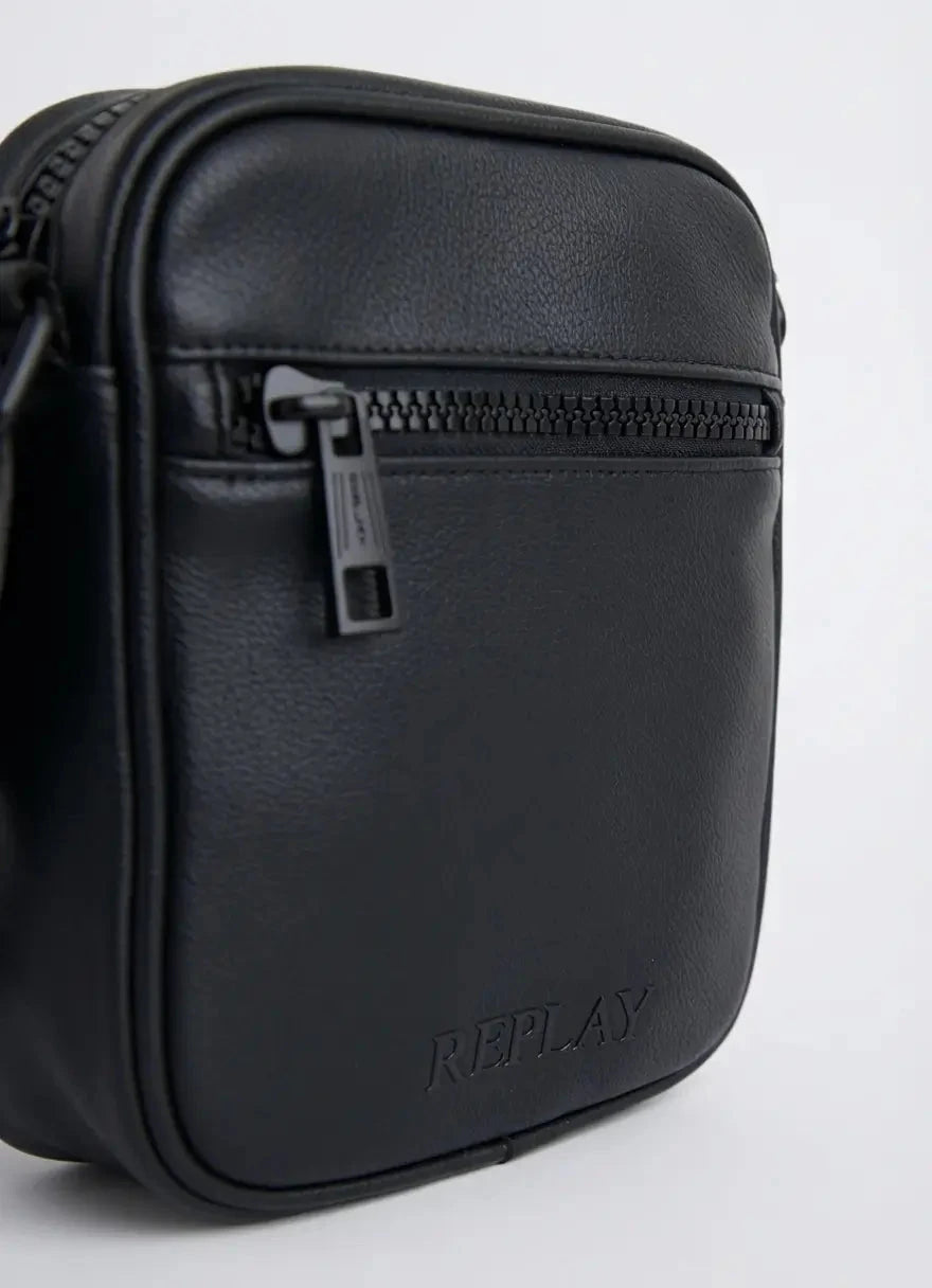 Replay Mini Front Zip Pocket Crossbody Black Bag - Subwear