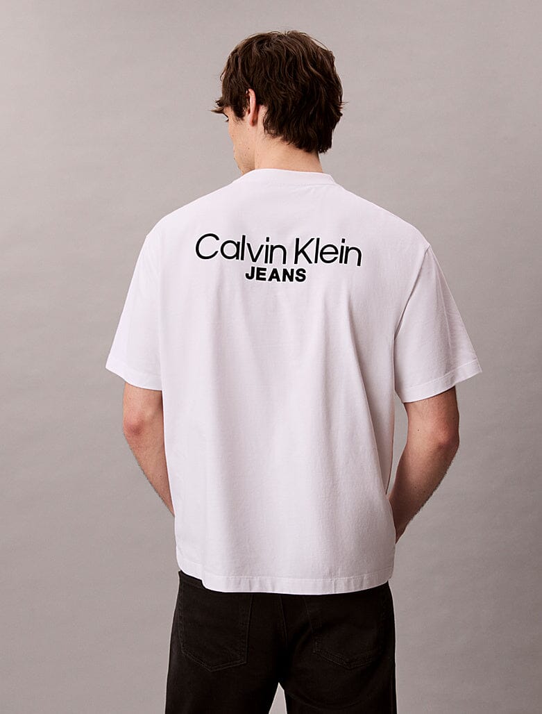 Calvin Klein Logo Back Print T-Shirt Wht - Subwear