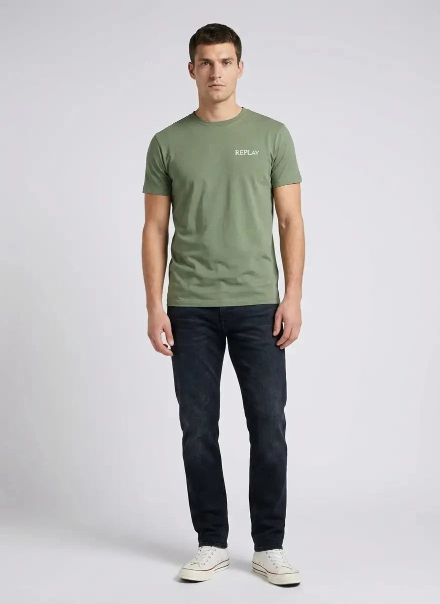 Replay Side Font Print Sage Green T-Shirt - Subwear