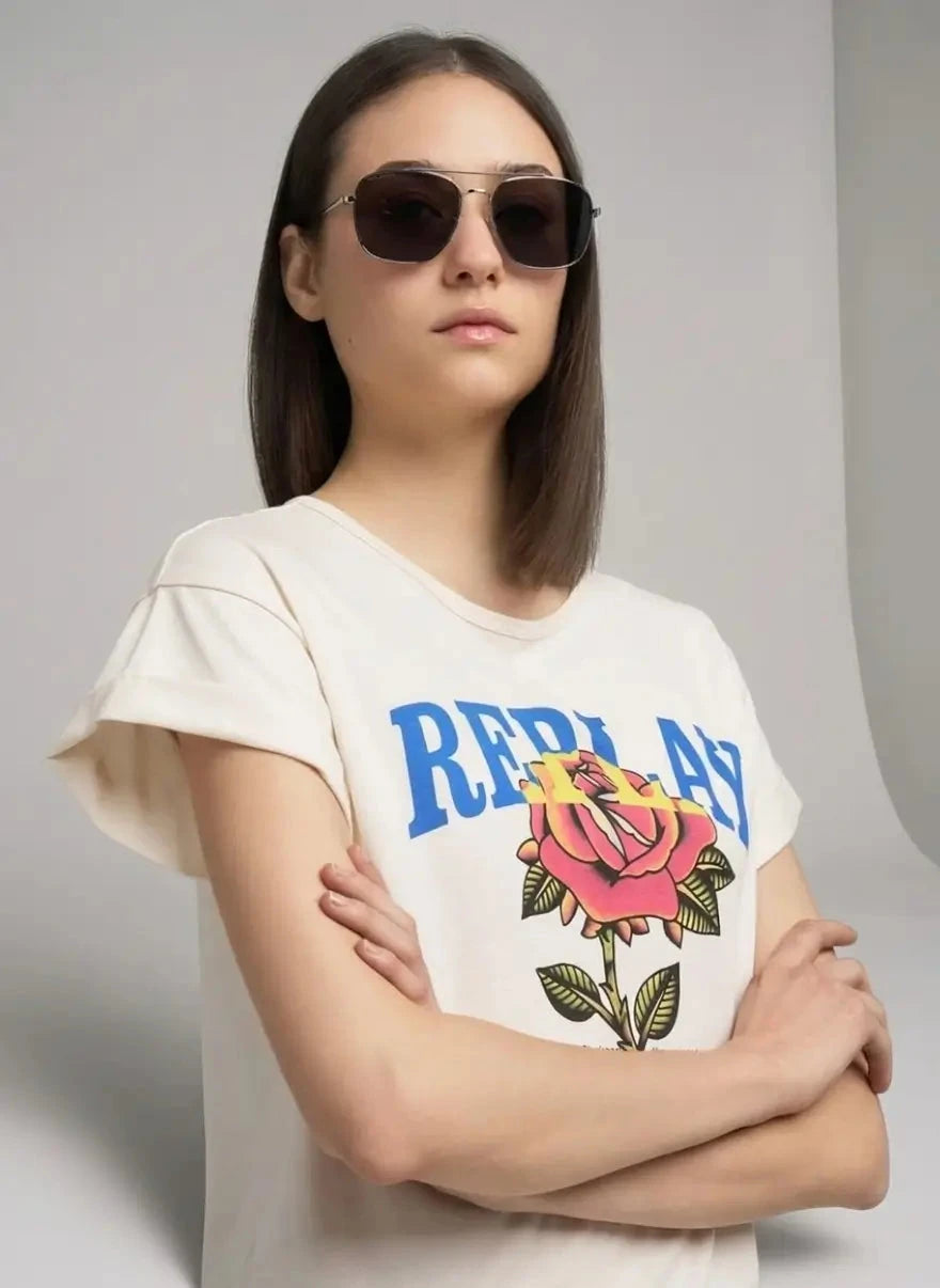 Replay Rose Winter White T-Shirt - Subwear