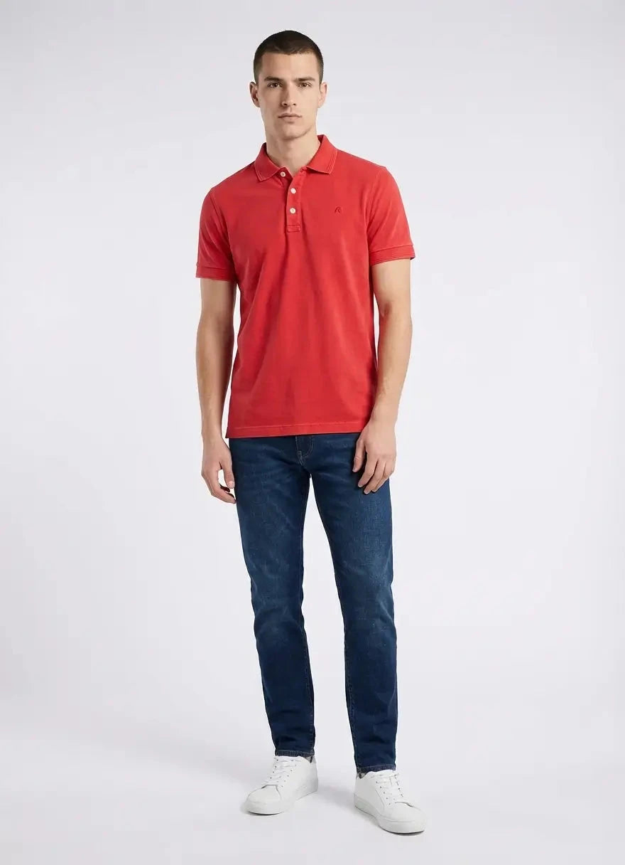 Replay Cotton Embroidery Imperial Red Polo Shirt - Subwear