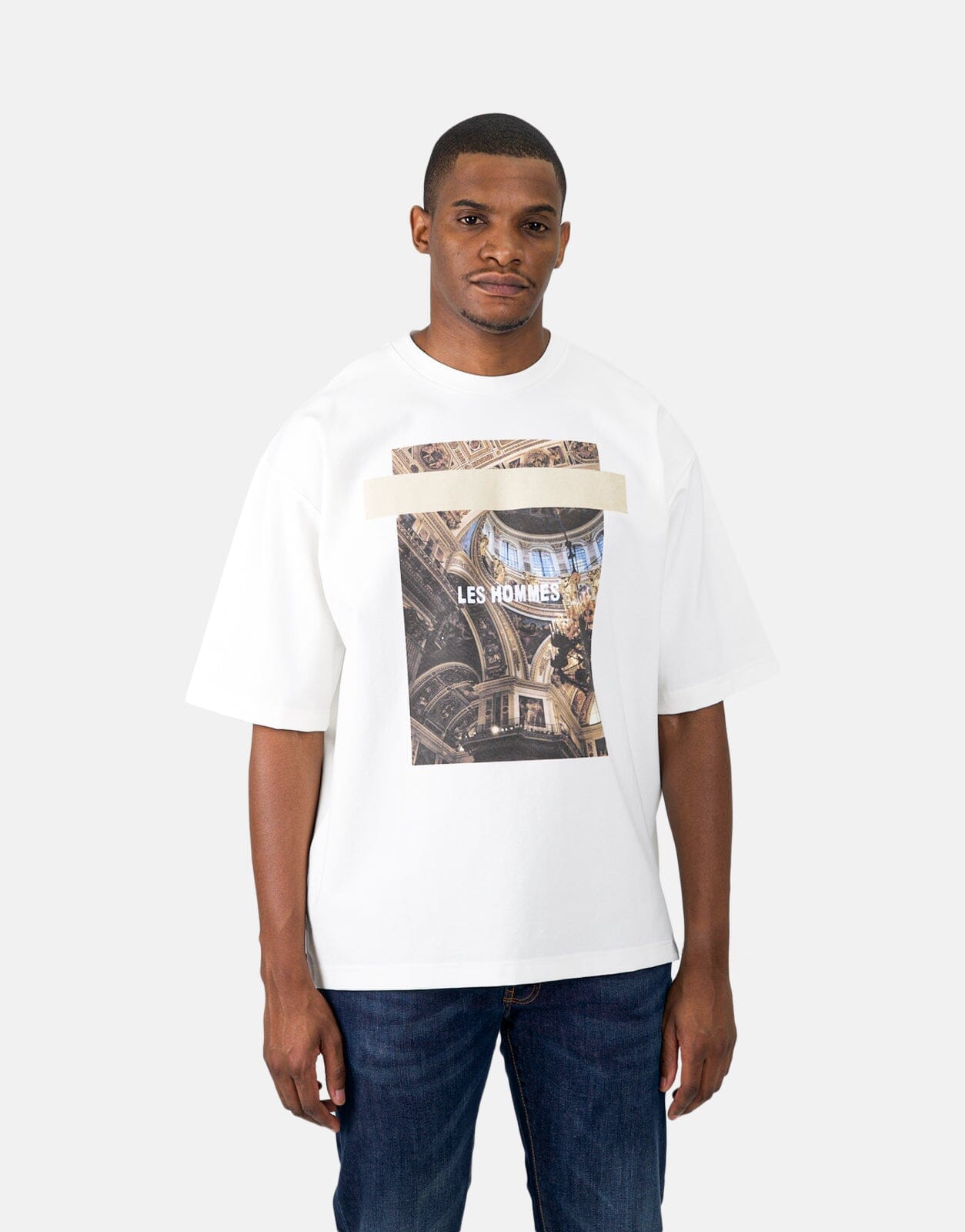 Les Homme Cathedral Print Oversized White T-Shirt - Subwear