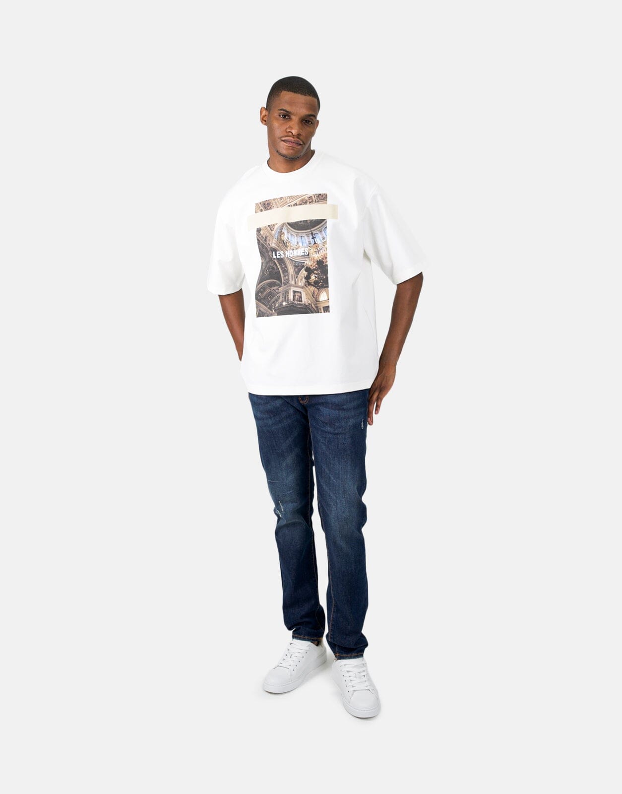 Les Homme Cathedral Print Oversized White T-Shirt - Subwear