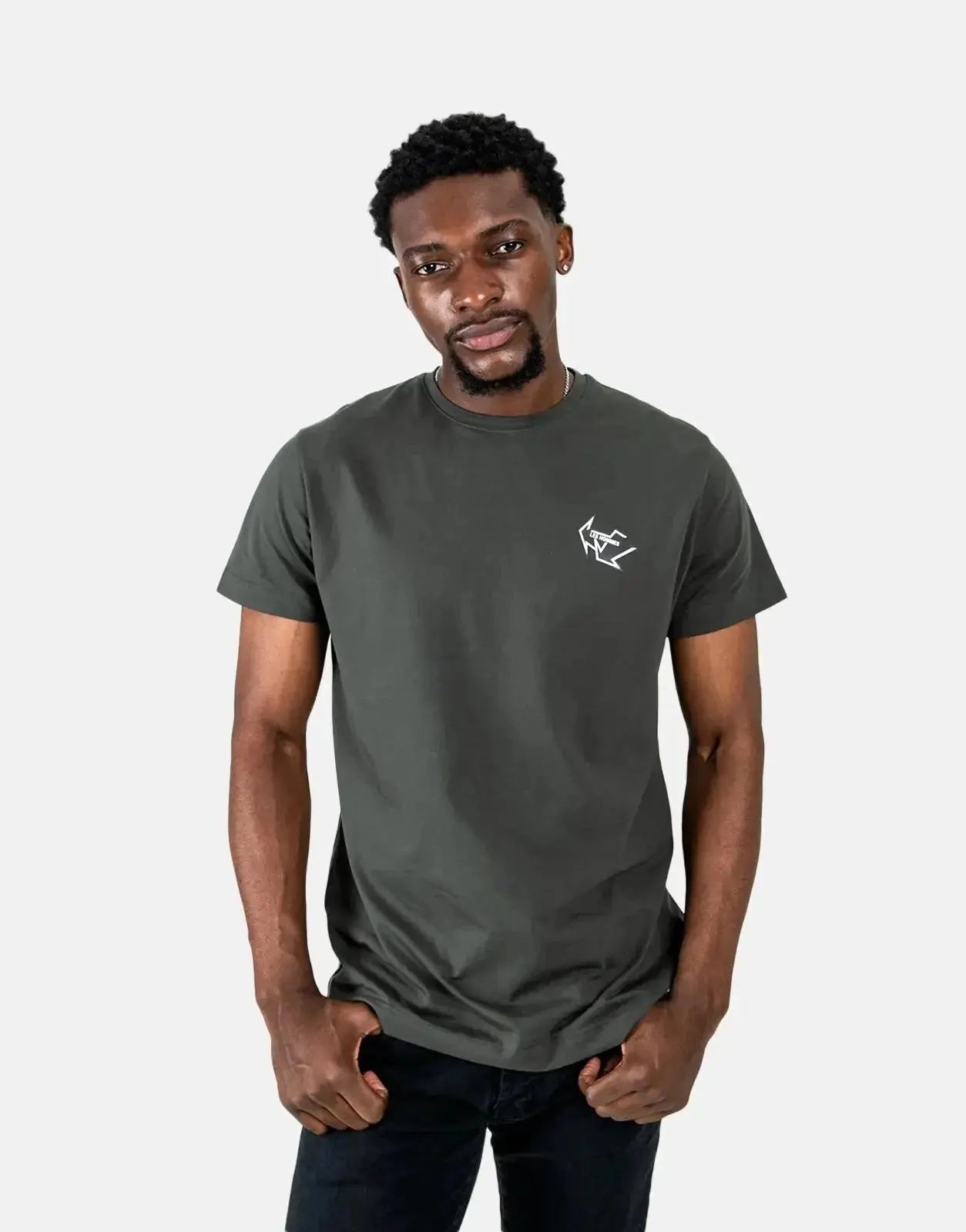 Les Hommes Arrow Back Print Mil Green T-Shirt - Subwear