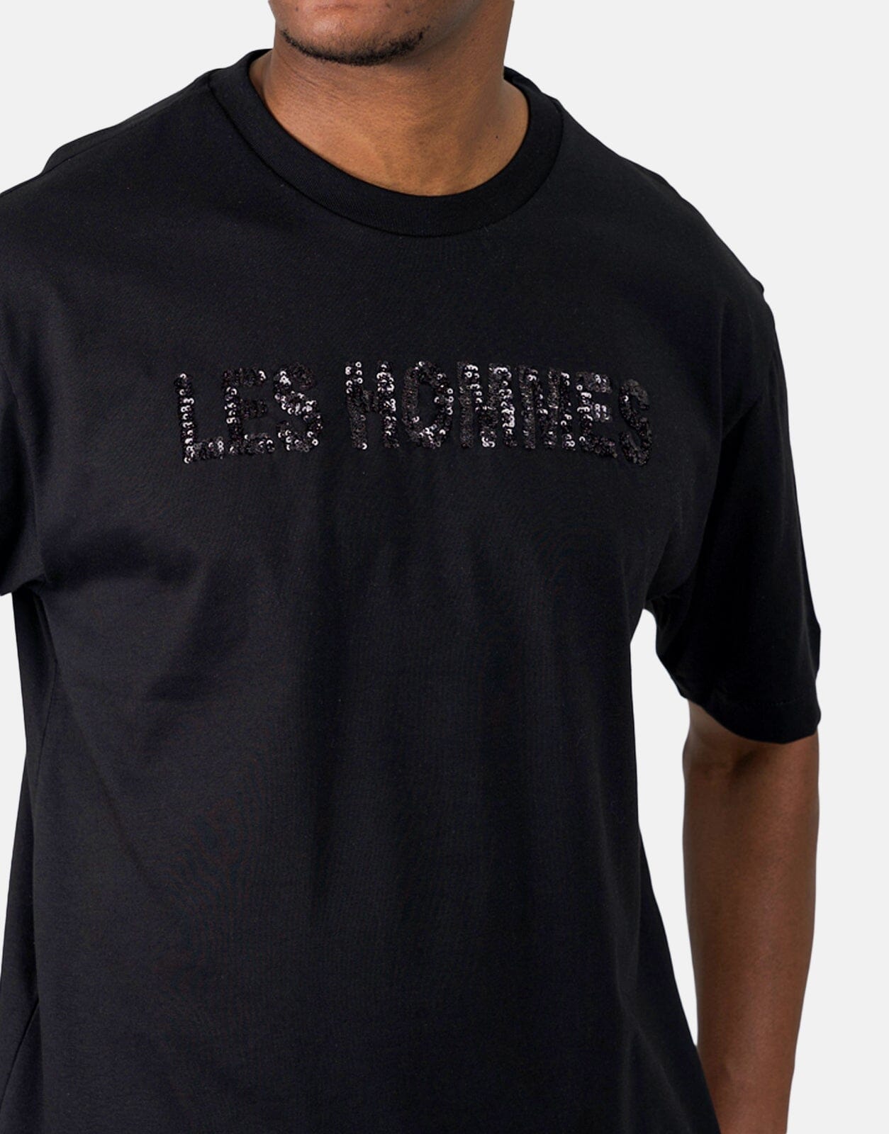Les Hommes Black Label Paillettes Black T-Shirt - Subwear