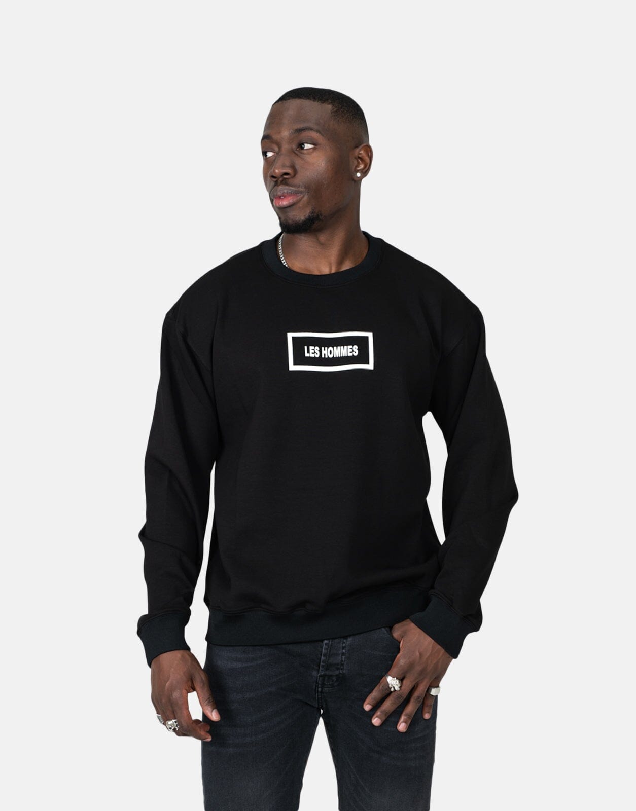 Les Hommes Box Print Black Sweatshirt - Subwear