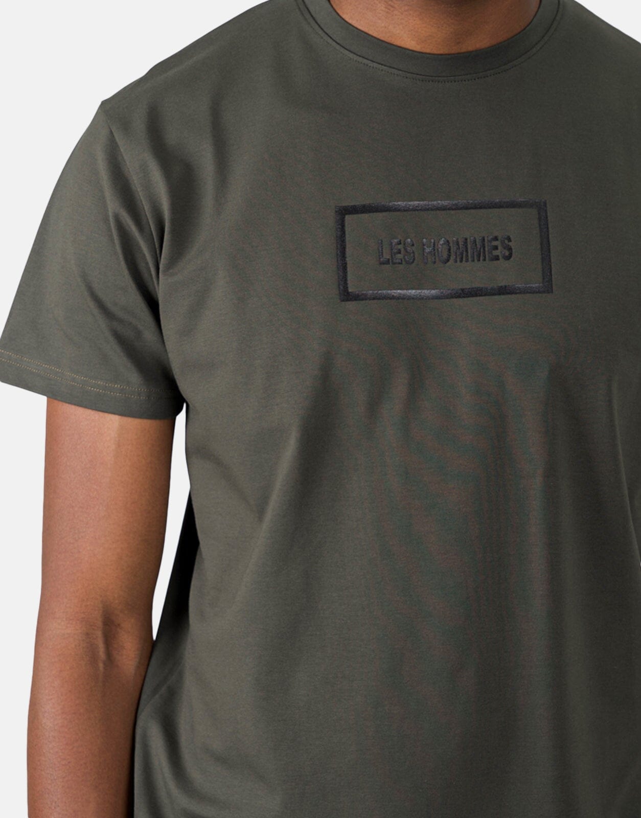 Les Hommes Box Print Mil Green T-Shirt - Subwear