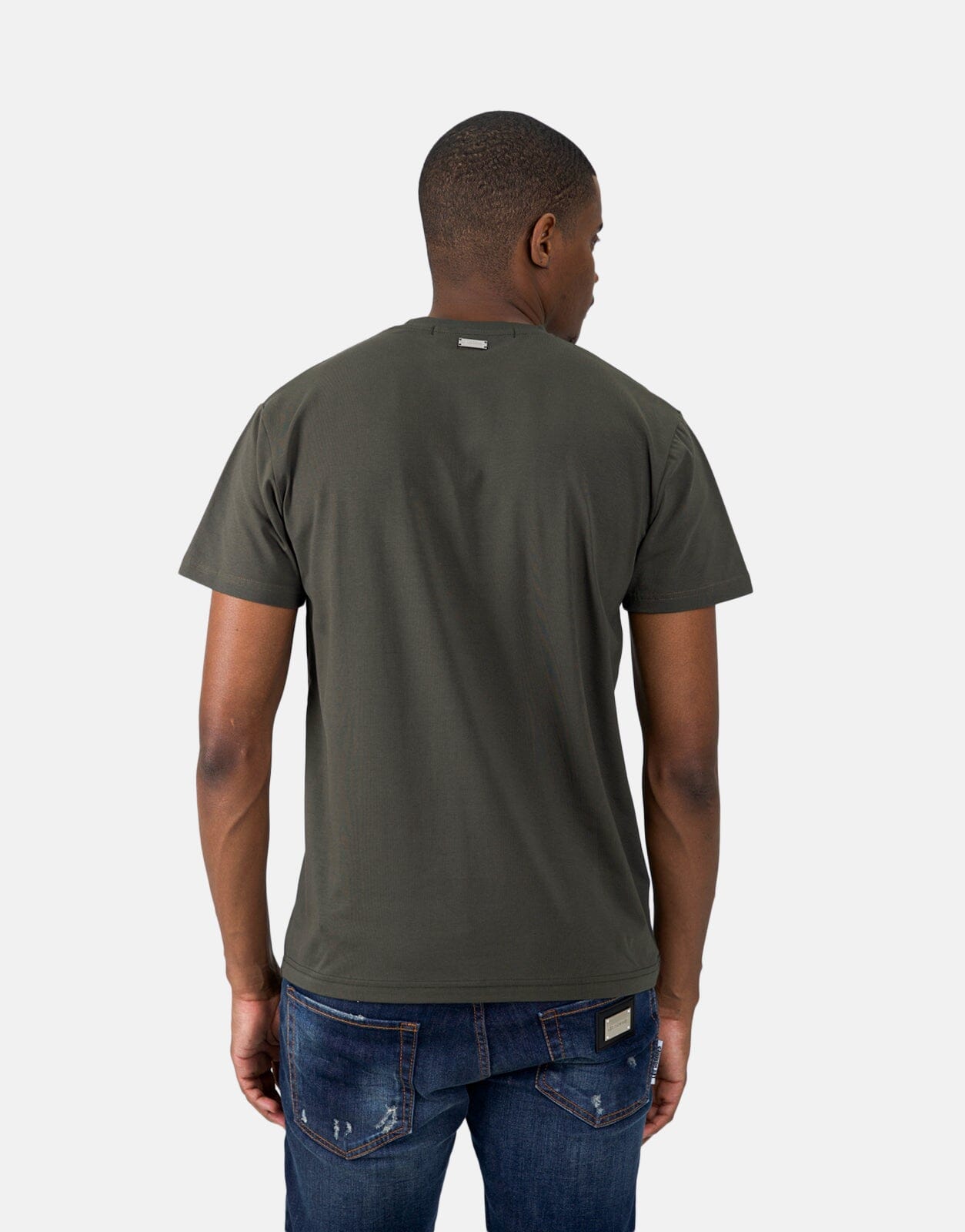 Les Hommes Box Print Mil Green T-Shirt - Subwear