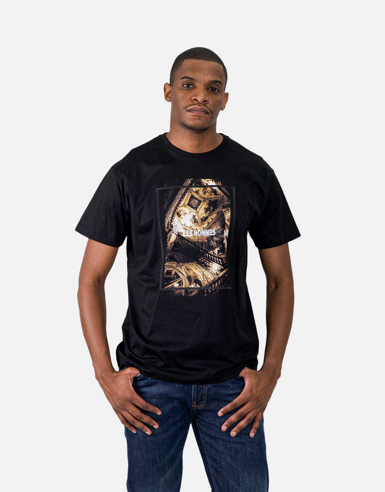 Les Hommes Digital Print Black T-Shirt - Subwear
