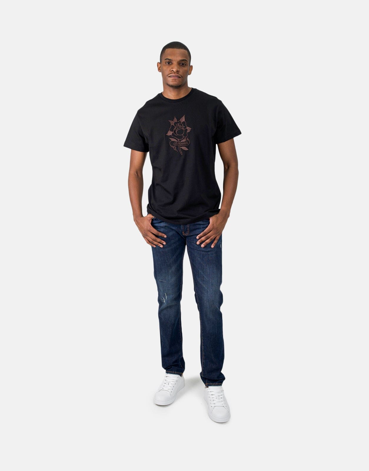 Les Hommes Embroidery Black T-Shirt - Subwear
