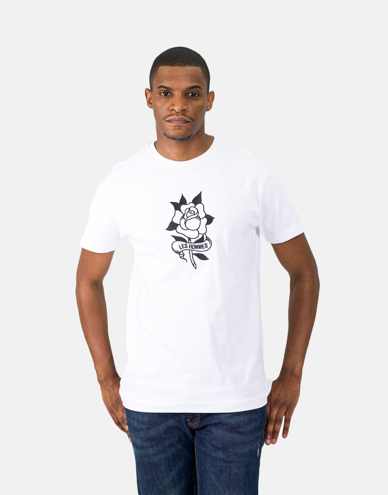 Les Hommes Embroidery White T-Shirt - Subwear